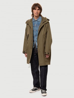 Nudie Jeans Christian Parka Faded Jassen Heren Groen | EMO149236