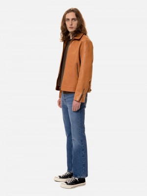 Nudie Jeans Eddy Nappa Leren Cognac Jassen Heren Bruin | OFE593824