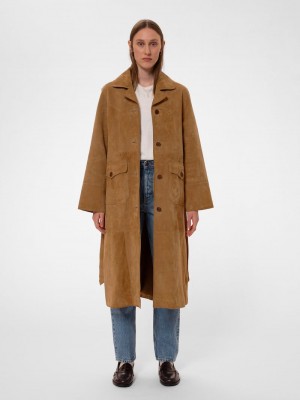 Nudie Jeans Ilse Suede Coat Jassen Dames Bruin | DZL371802