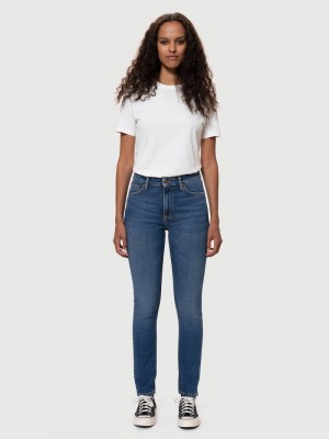 Nudie Jeans Mellow Mae Mud Jeans Dames Blauw | PYX583027