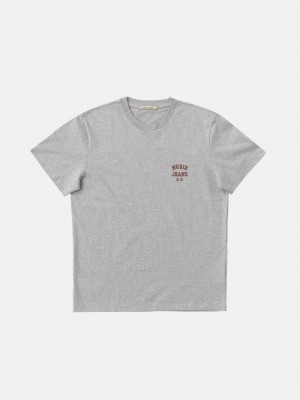 Nudie Jeans Roy Logo T-Shirt Heren Grijs | CSR513278