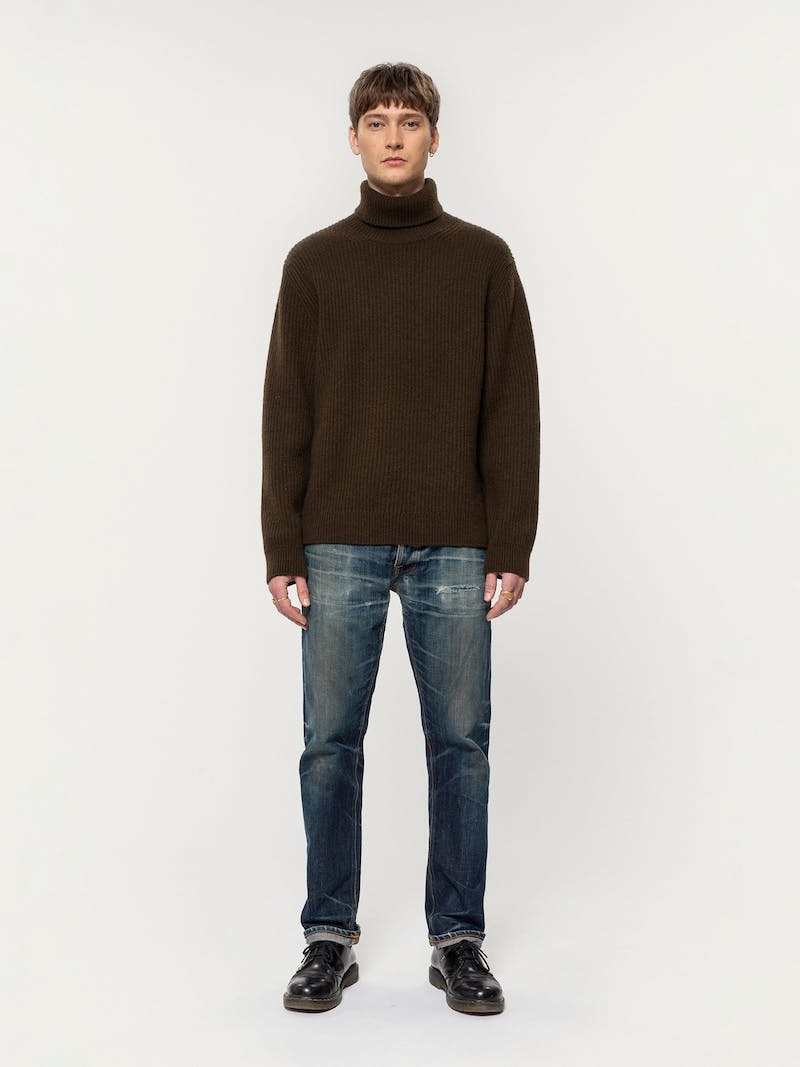 Nudie Jeans August Rollneck Gebreide Kleding Heren Koffie | QVW817629