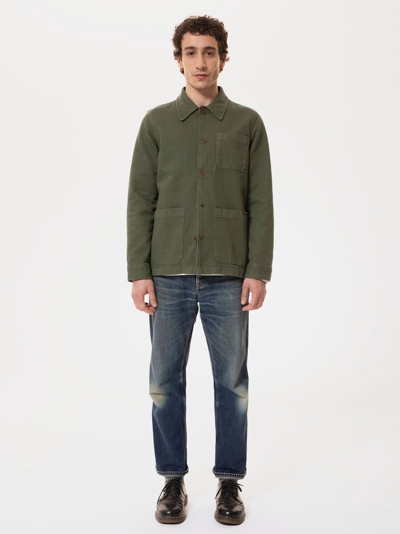 Nudie Jeans Barney Worker Jassen Heren Olijfgroen | RDG379081