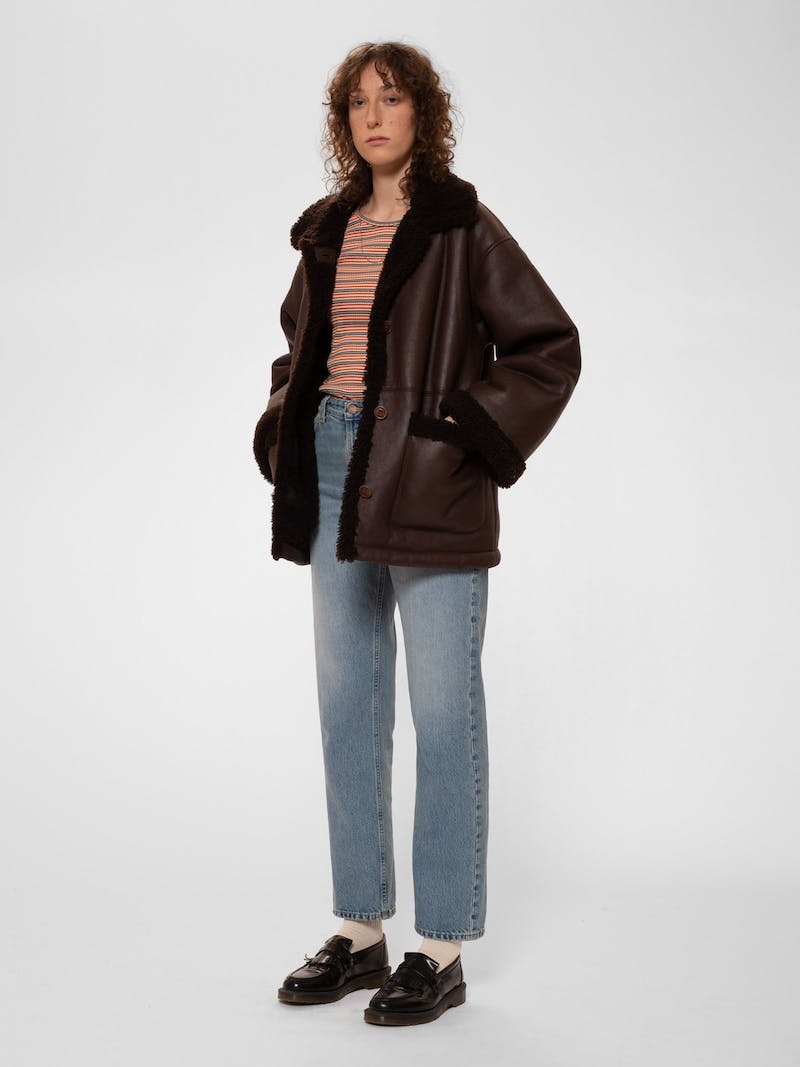 Nudie Jeans Eva Shearling Coat Jassen Dames Chocola | XPU468307