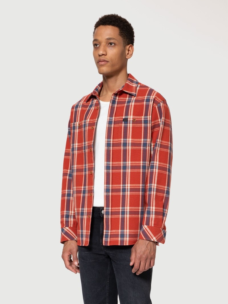 Nudie Jeans Filip Basket Plaid Overhemd Heren Rood | VQU946013