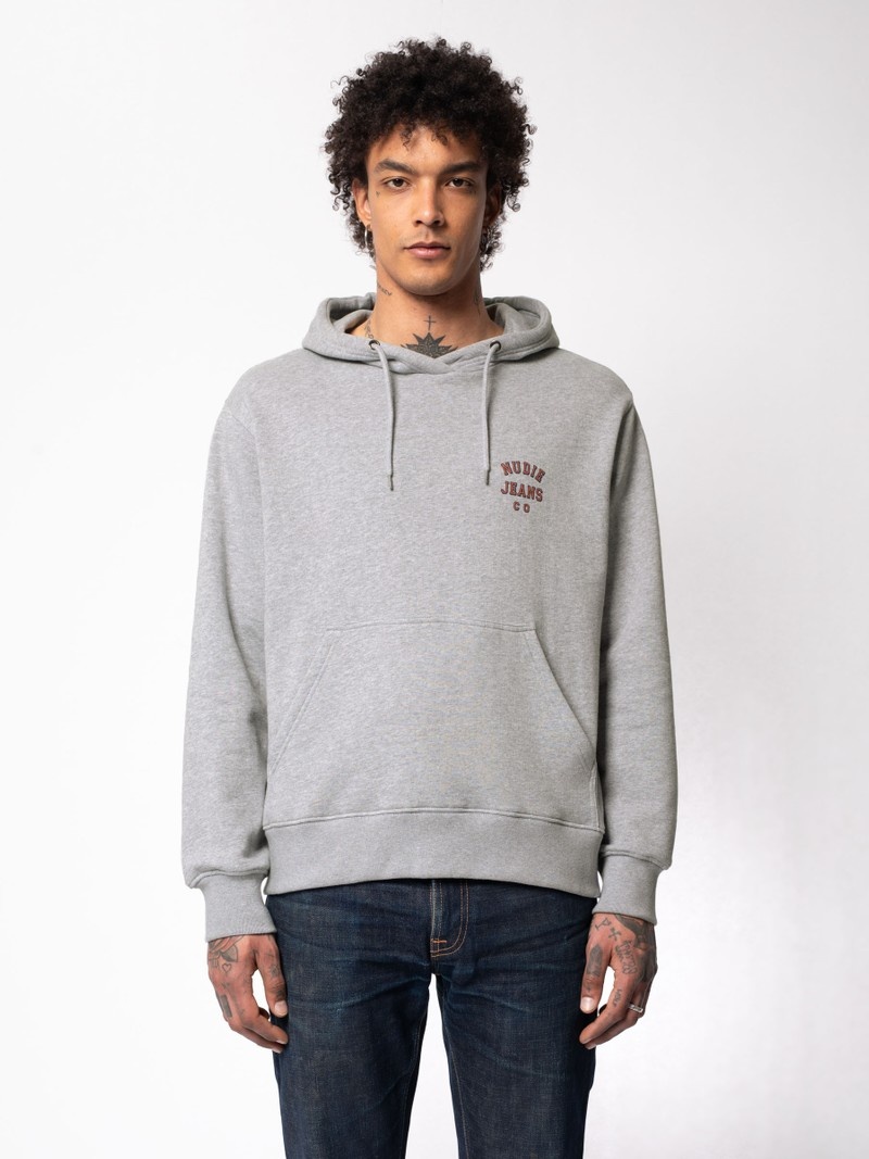 Nudie Jeans Franke Logo Sweatshirts Heren Grijs | PQX749350