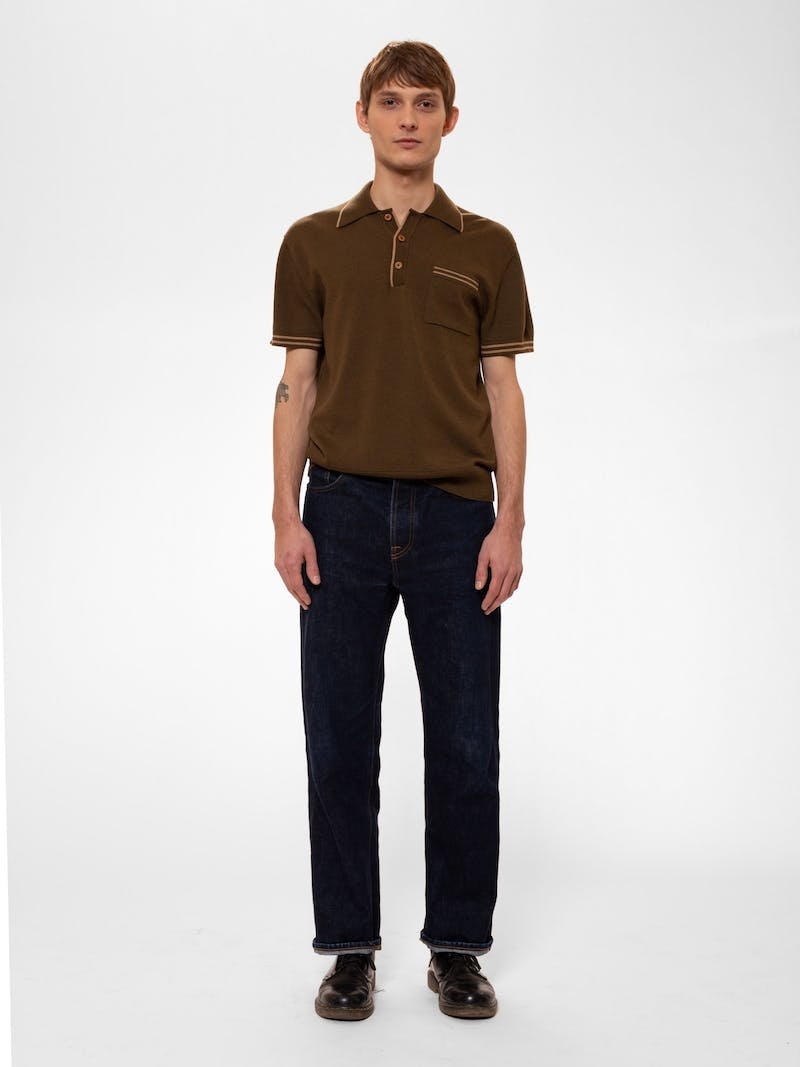 Nudie Jeans Frippe Polo Club Overhemd Heren Koffie | FBO603941