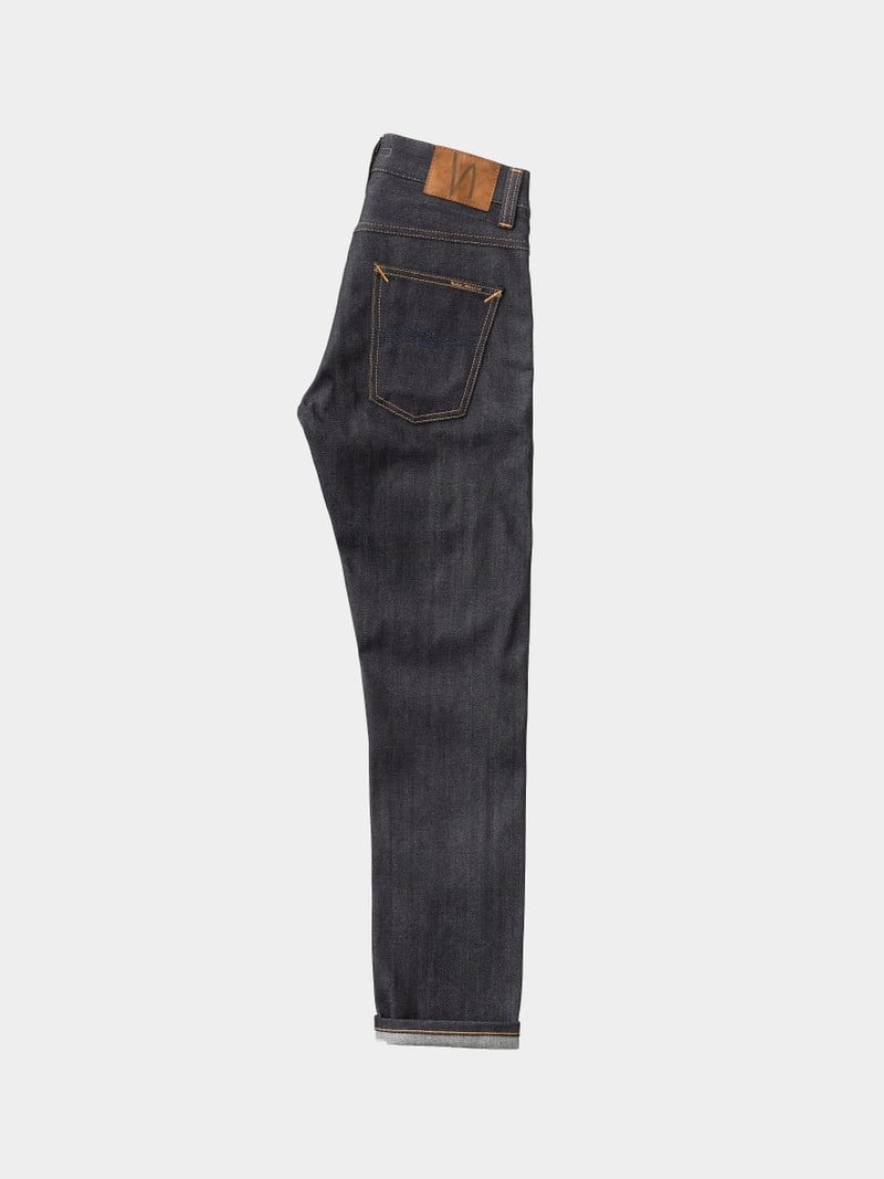 Nudie Jeans Grim Tim Dry Deep Selvage Jeans Heren Zwart | DBO078439