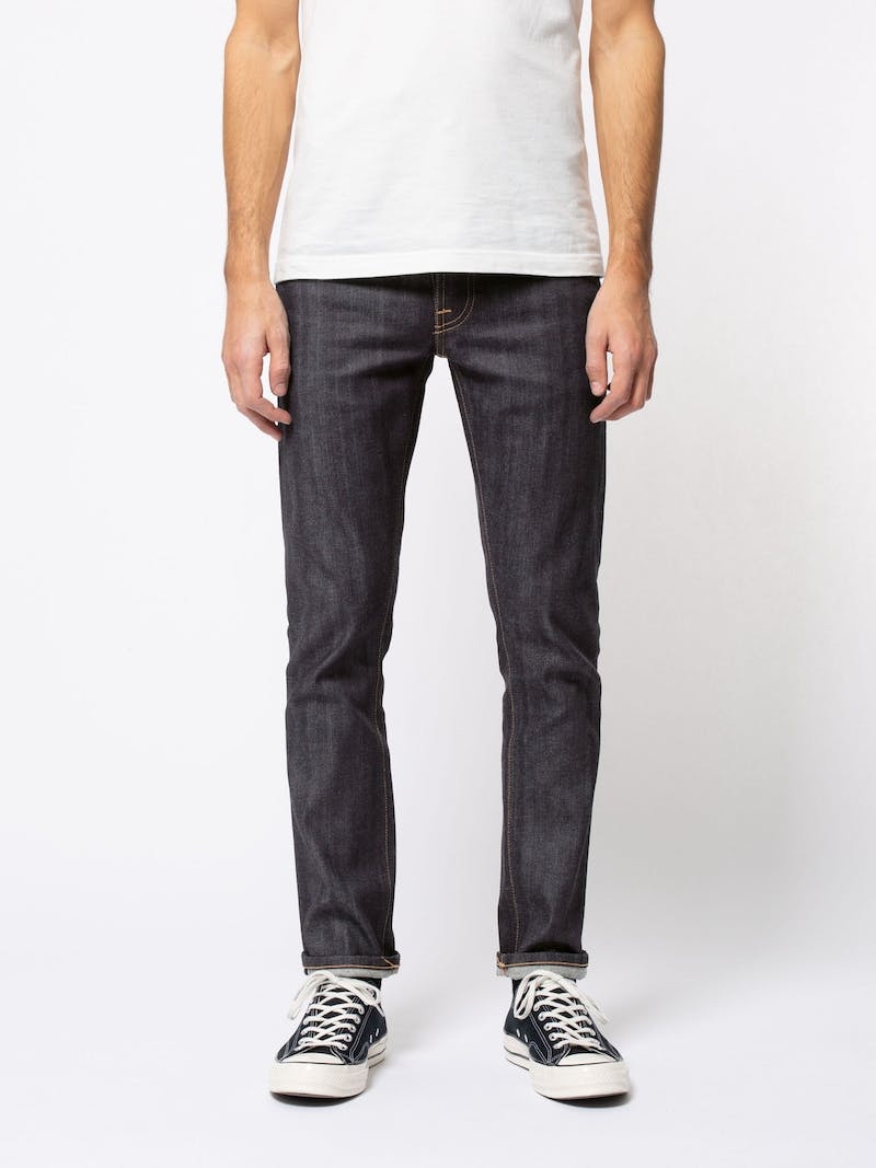 Nudie Jeans Grim Tim Dry Deep Selvage Jeans Heren Zwart | DBO078439