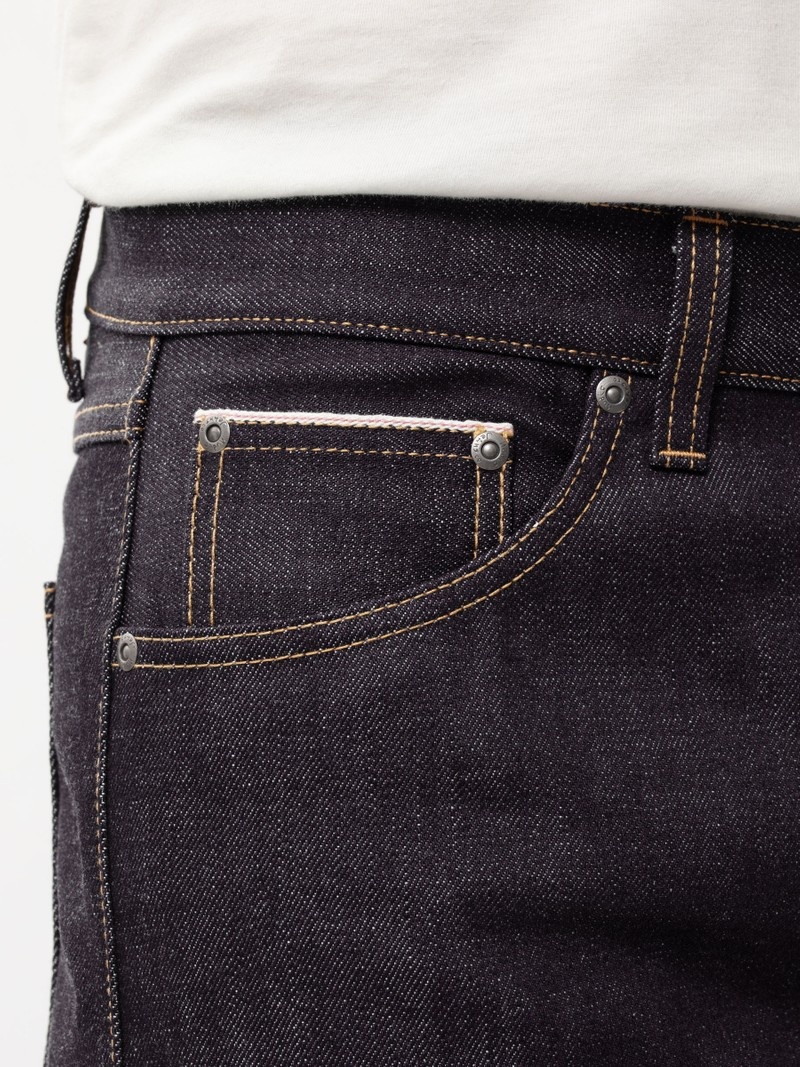 Nudie Jeans Gritty Jackson Dry Ace Selvage Jeans Heren Zwart | KXW815064