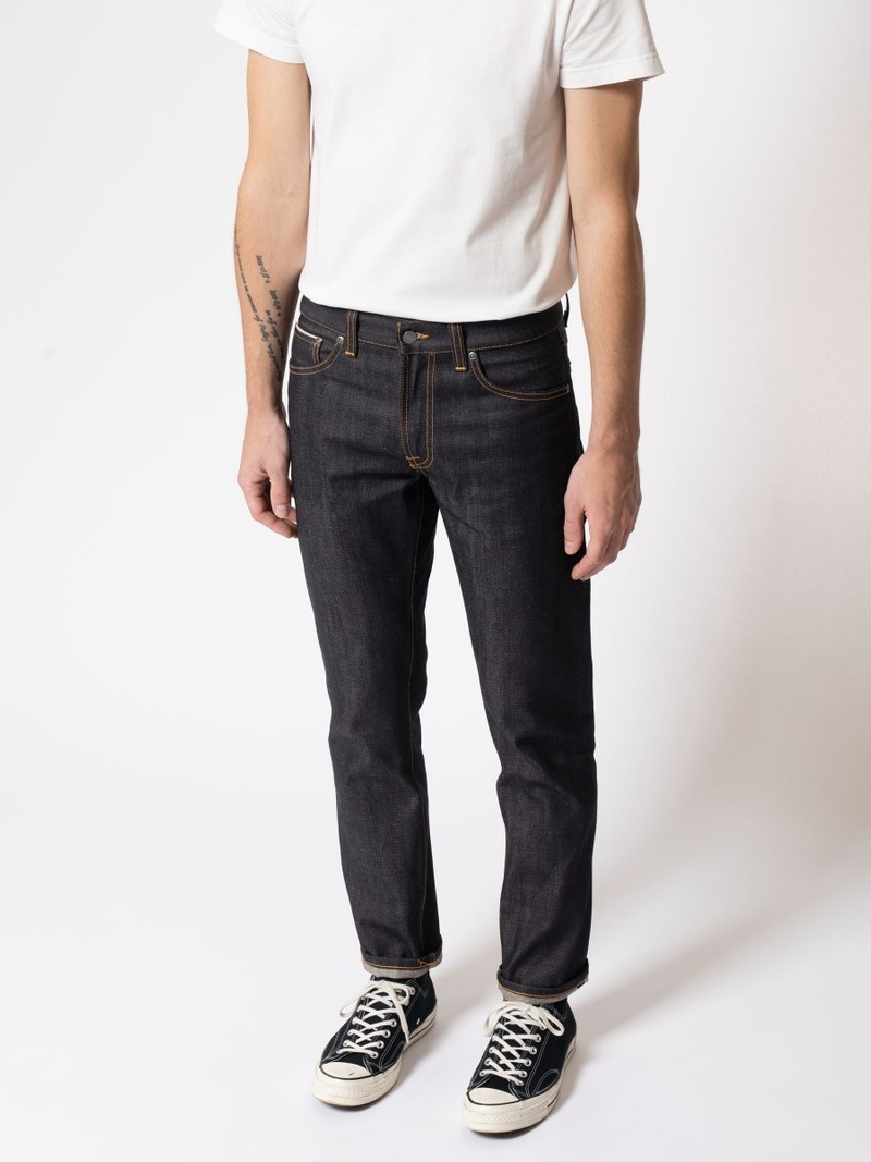 Nudie Jeans Gritty Jackson Dry Selvage Jeans Heren Zwart | NYC427916