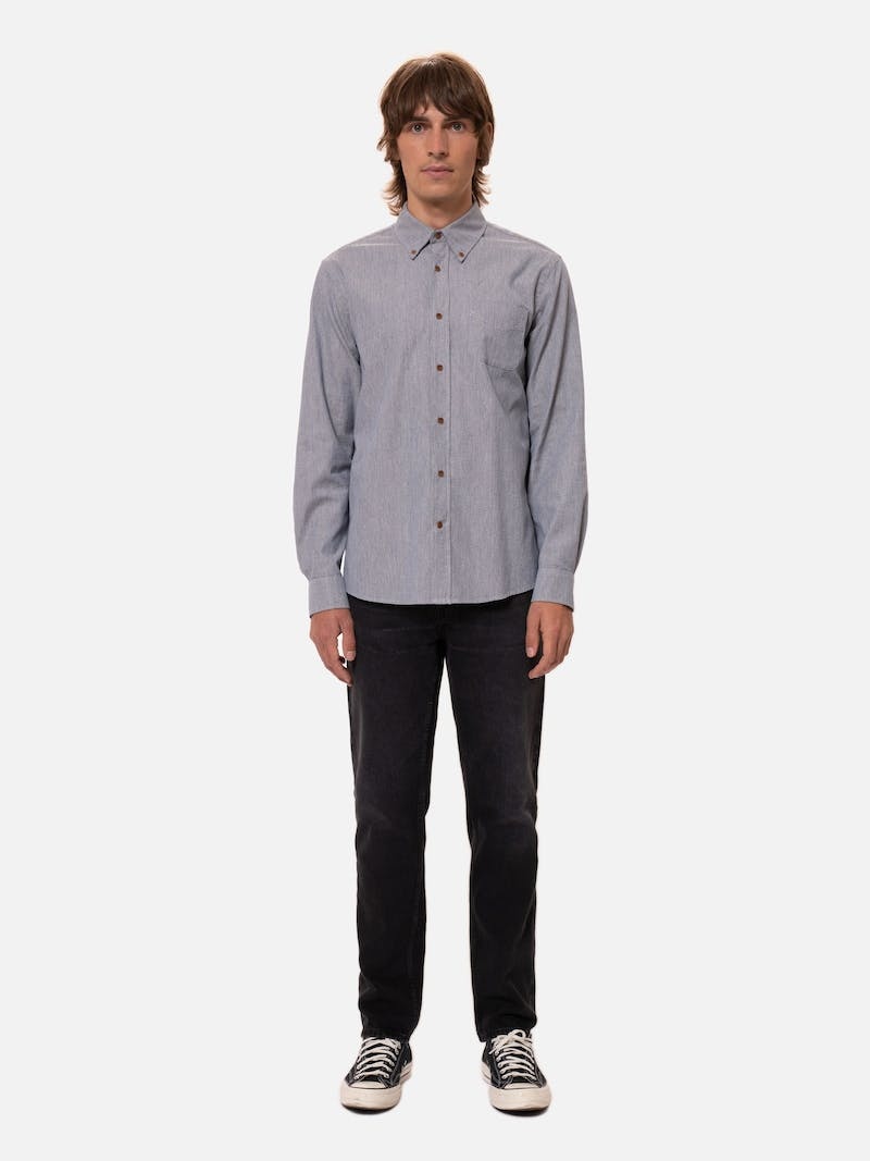 Nudie Jeans John Button Down Overhemd Heren Grijs | LPX709843