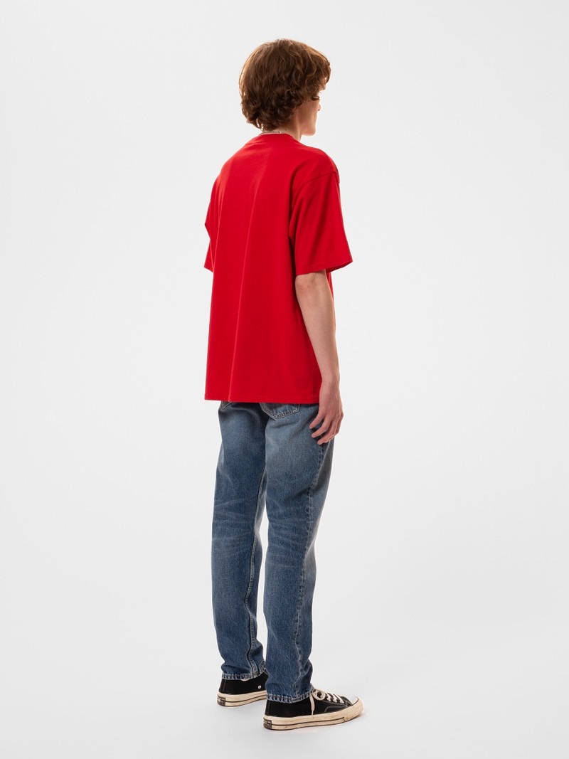 Nudie Jeans Koffe Future Alert T-Shirt Heren Rood | GME893250