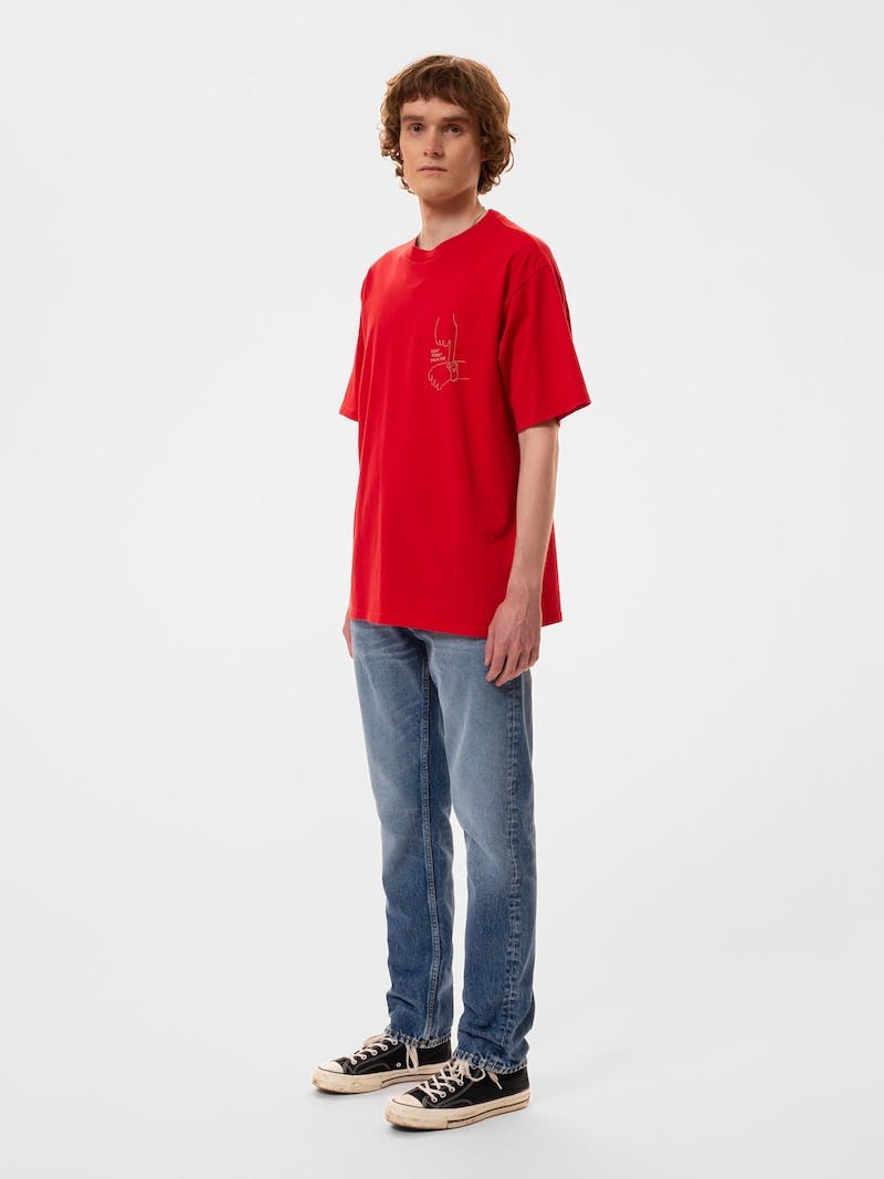 Nudie Jeans Koffe Future Alert T-Shirt Heren Rood | GME893250