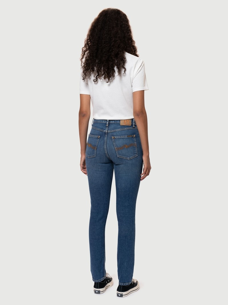 Nudie Jeans Mellow Mae Mud Jeans Dames Blauw | PYX583027