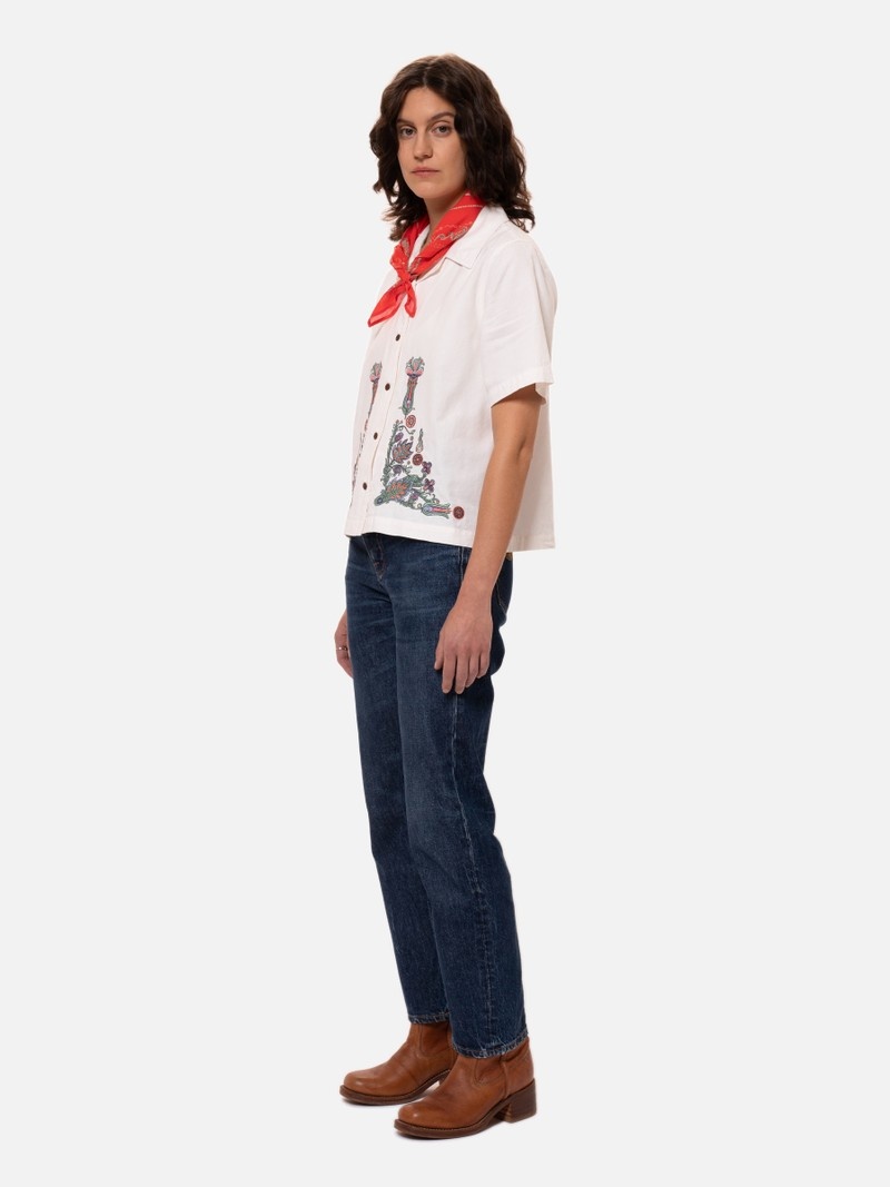 Nudie Jeans Moa Floral Overhemd Dames Wit | GHK139246