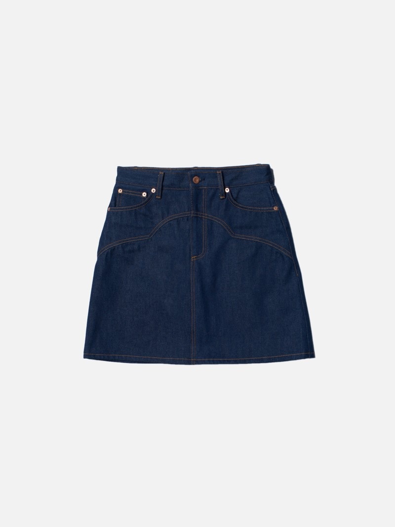 Nudie Jeans Molly Skirt 70's Jurk Dames Donkerblauw | IQH892350