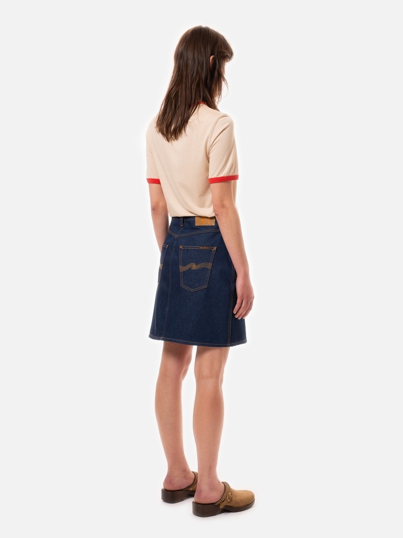 Nudie Jeans Molly Skirt 70's Jurk Dames Donkerblauw | IQH892350