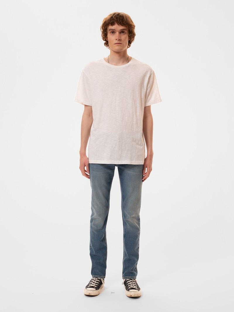 Nudie Jeans Roffe Slub T-Shirt Heren Wit | XSJ915678