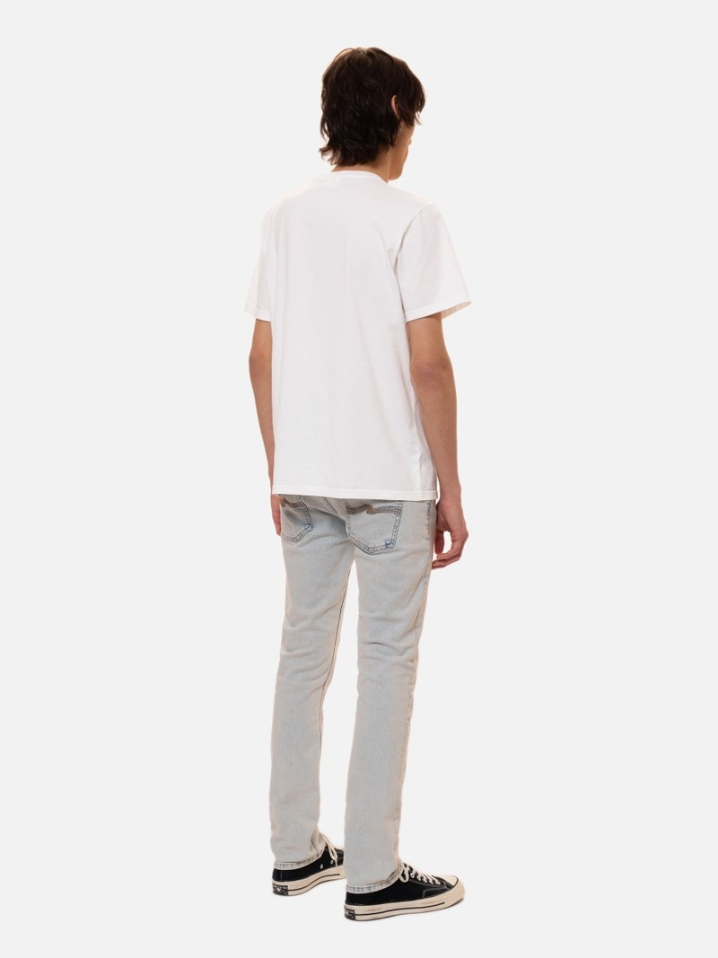 Nudie Jeans Roy Pause And Play Chalk T-Shirt Heren Wit | NBK530786