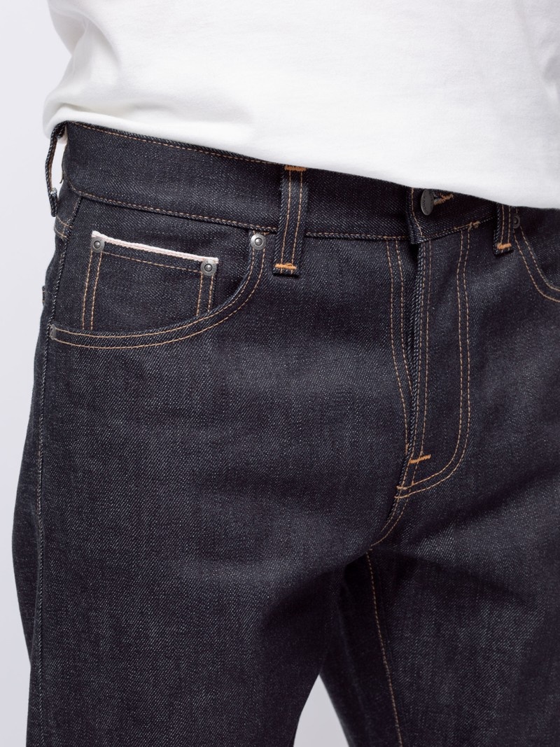 Nudie Jeans Steady Eddie II Dry Ace Selvage Jeans Heren Zwart | KZH724960