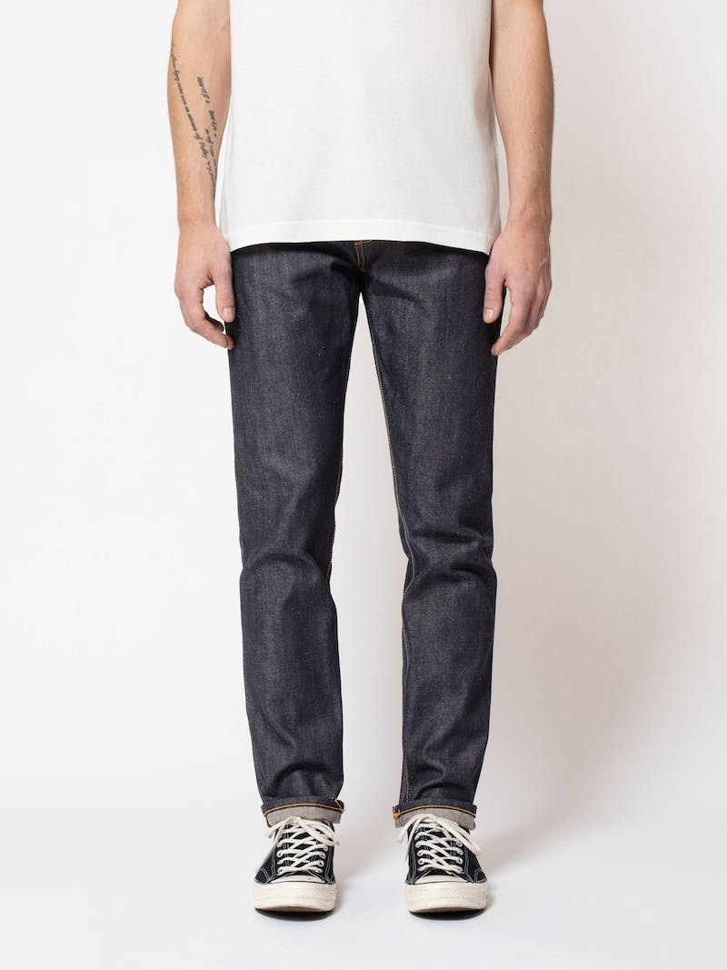 Nudie Jeans Steady Eddie II Dry Selvage Jeans Heren Donkergrijs | OZL849013